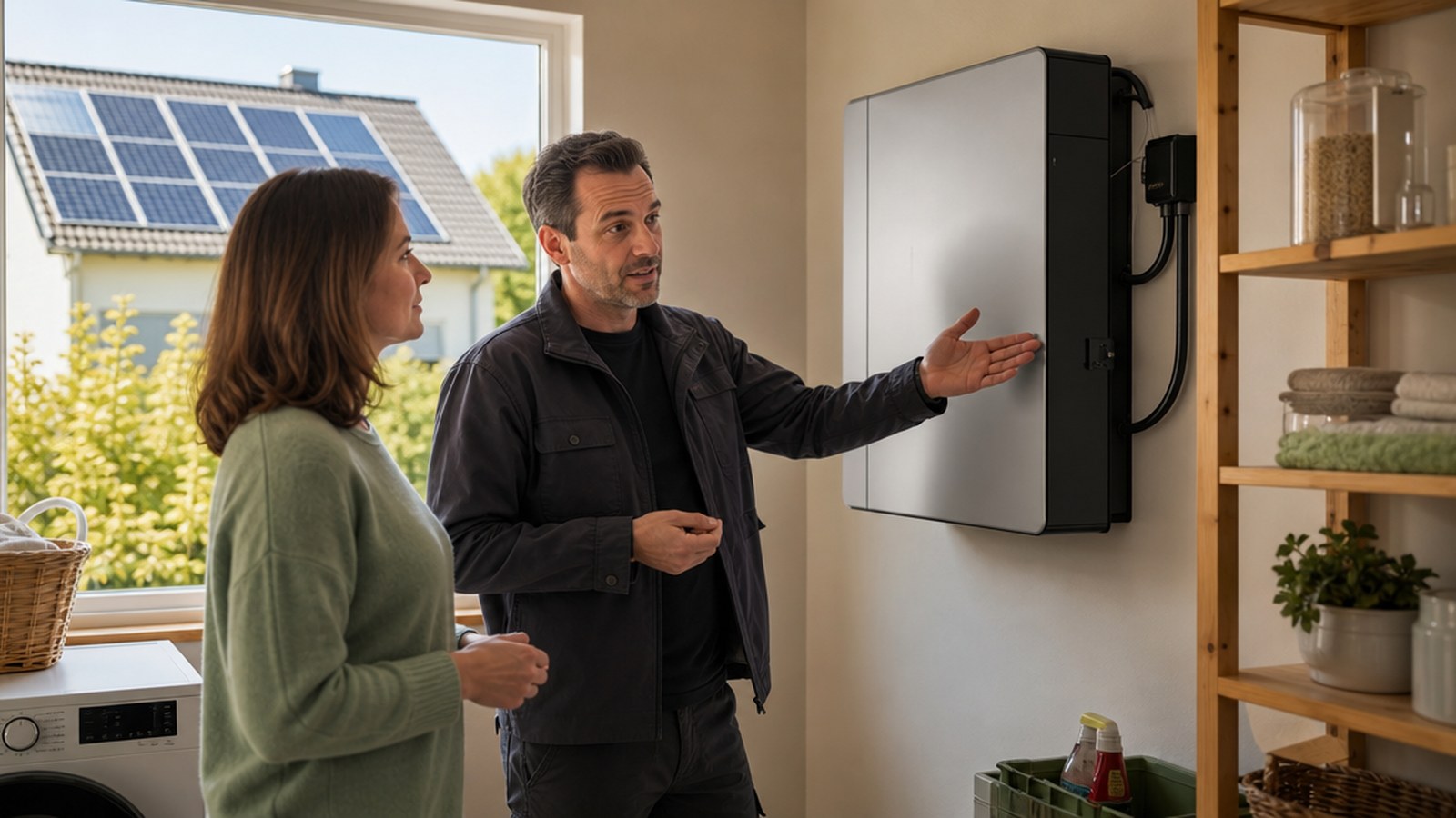 Solaranlage mit Batteriespeicher in einem deutschen Einfamilienhaus